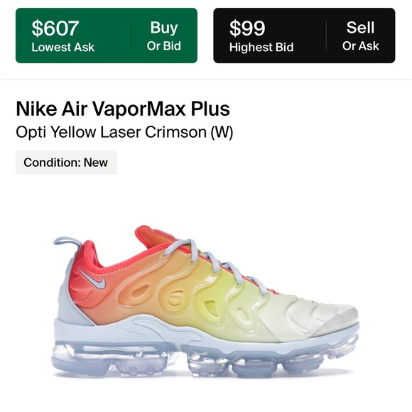 Nike Shoes - Nike air VaporMax plus Opti  yellow laser crimson (W). Size 8. No original box.